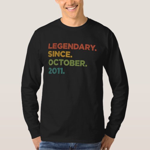 11 Year Old  Legend Since October 2011 11th Birthd T_Shirt