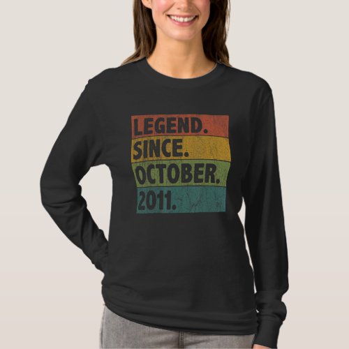 11 Year Old  Legend Since October 2011 11th Birthd T_Shirt