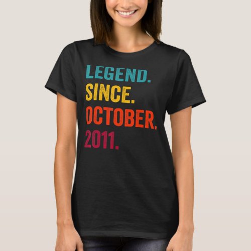 11 Year Old  Legend Since October 2011 11th Birthd T_Shirt