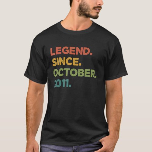 11 Year Old  Legend Since October 2011 11th Birthd T_Shirt