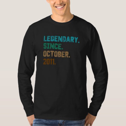 11 Year Old  Legend Since October 2011 11th Birthd T_Shirt