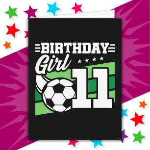 11 Year Old Soccer Football 11th Birthday Girl Card