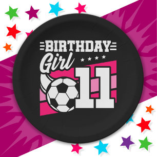 11 Year Old Soccer Football 11th Birthday Girl Paper Plates