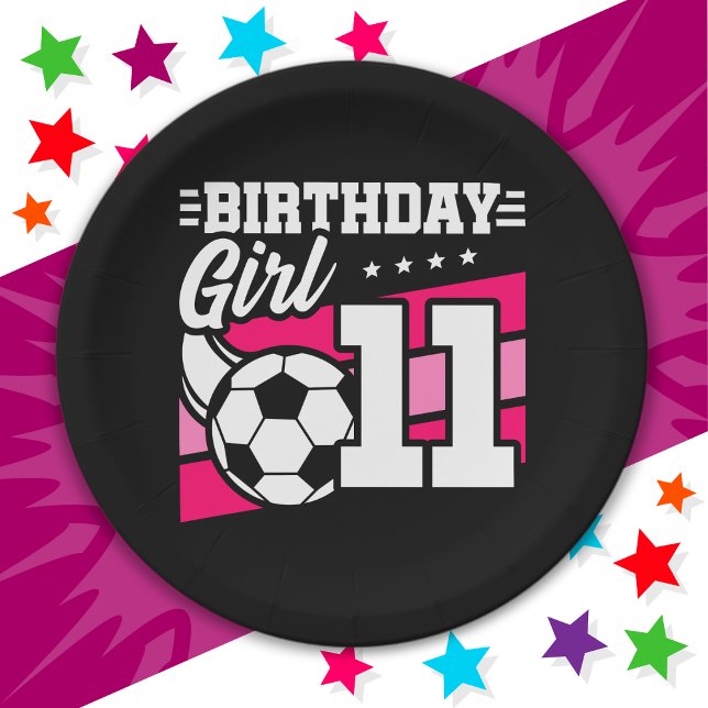 11 Year Old Soccer Football 11th Birthday Girl Paper Plates (Creator Uploaded)