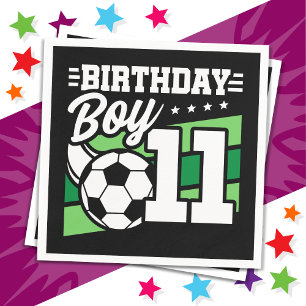 11 Year Old Soccer Football Kids 11th Birthday Boy Napkins