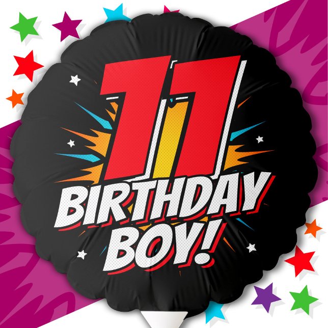 11 Year Old Superhero Birthday Boy 11th Birthday Balloon (Creator Uploaded)