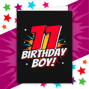 11 Year Old Superhero Birthday Boy 11th Birthday Card