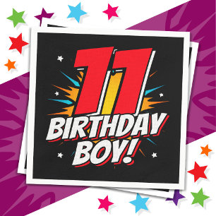 11 Year Old Superhero Birthday Boy 11th Birthday Napkins