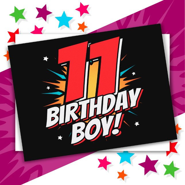 11 Year Old Superhero Birthday Boy 11th Birthday Postcard (Creator Uploaded)