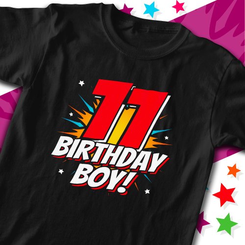 11 Year Old Superhero Birthday Boy 11th Birthday T_Shirt