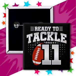11 Year Old Tackle Football Party 11th Birthday Button