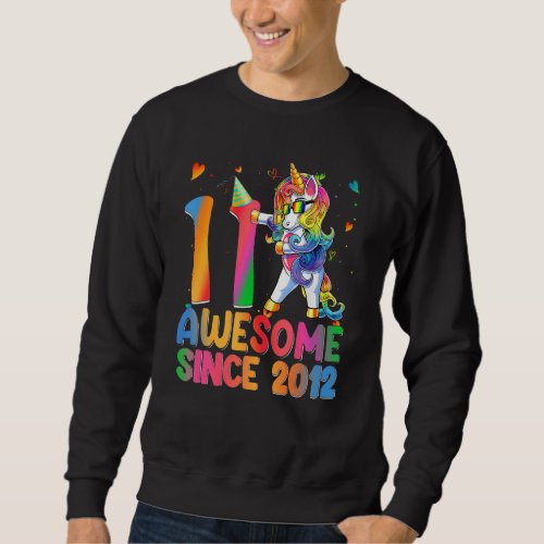 11 Year Old Unicorn Flossing 11th Birthday Girl Un Sweatshirt