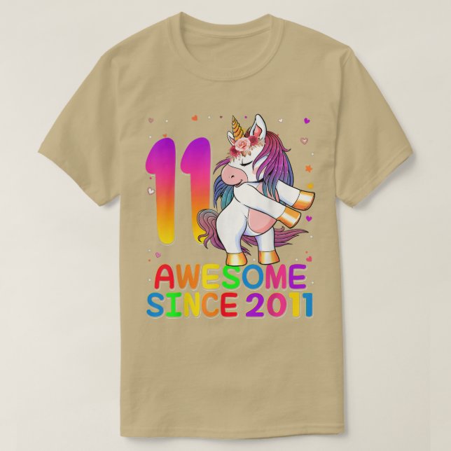 11 Year Old Unicorn Flossing 11th Birthday Girl Un T-Shirt (Design Front)
