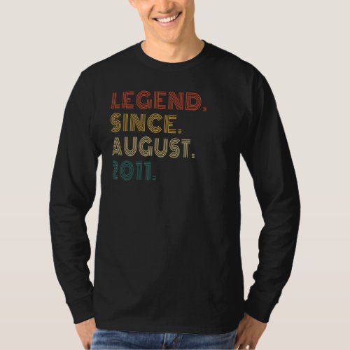 11 Year Old Vintage Legend Since August 2011 11th  T_Shirt