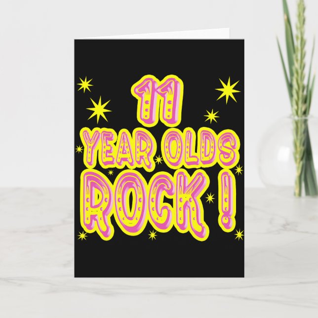 11 Year Olds Rock! (Pink) Greeting Card (Front)