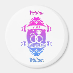11 Year traditional Steel 11th wedding anniversary Magnet