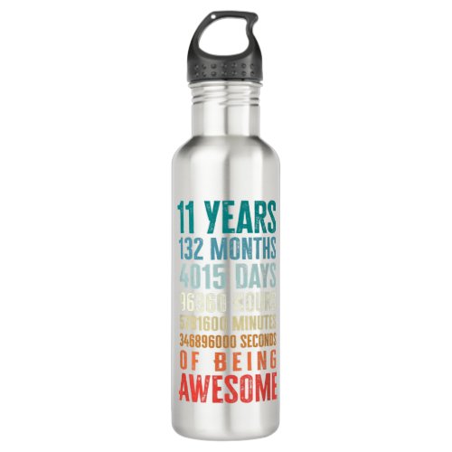 11 Years 132 Months Of Being Awesome 11th Birthday Stainless Steel Water Bottle