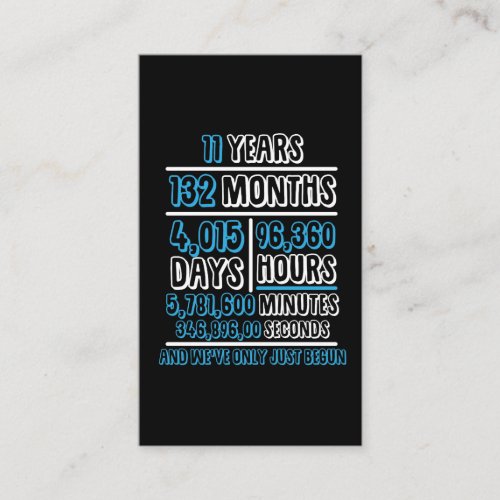 11 Years anniversary Calculation Married Business Card