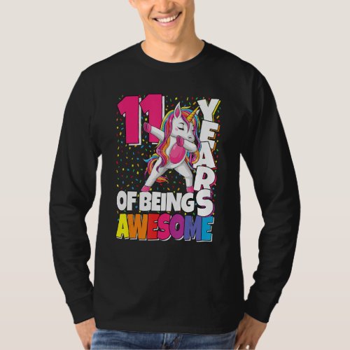 11 Years Of Being Awesome 11th Birthday Cute Dabbi T_Shirt