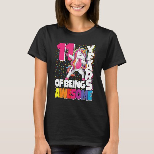 11 Years Of Being Awesome 11th Birthday Cute Dabbi T_Shirt