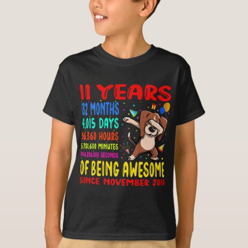 11 Years Of Being Awesome 11th Birthday Kids T_Shirt