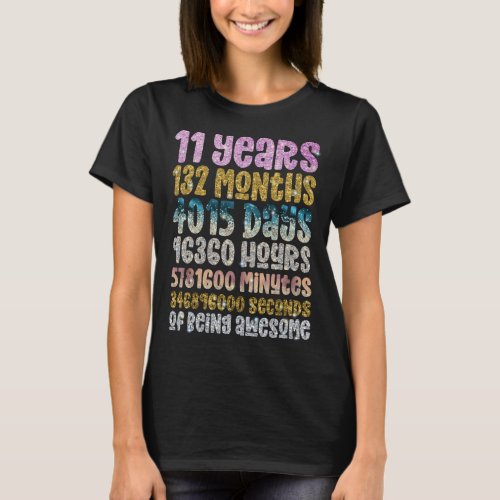 11 Years of Being Awesome 11th Birthday Quote T_Shirt