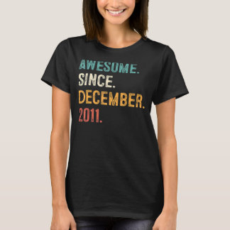 11 Years Old  11th Birthday Awesome Since December T-Shirt