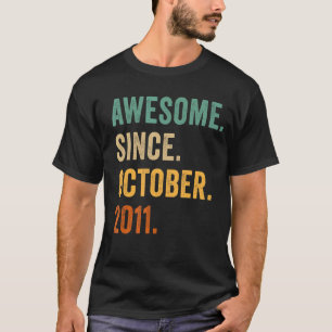 11 Years Old 11th Birthday Awesome Since October T-Shirt