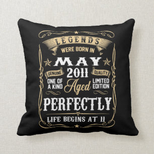 11 Years Old 11th Birthday Decoration May 2011  Throw Pillow