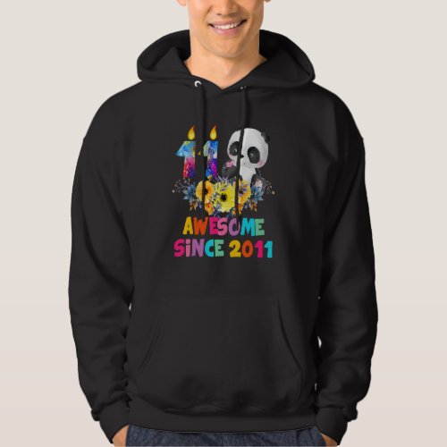 11 Years Old Awesome 2011 11th Birthday Girls Pand Hoodie