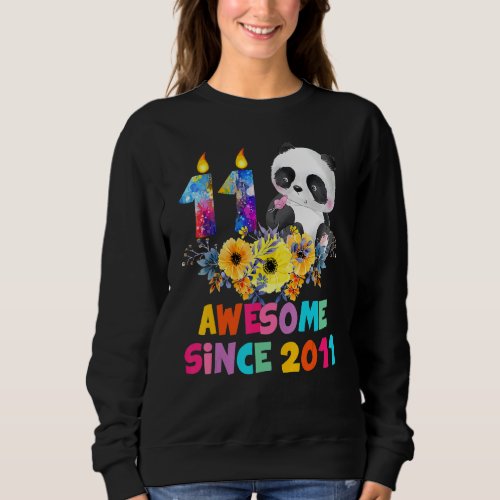 11 Years Old Awesome 2011 11th Birthday Girls Pand Sweatshirt