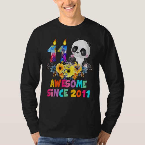 11 Years Old Awesome 2011 11th Birthday Girls Pand T_Shirt