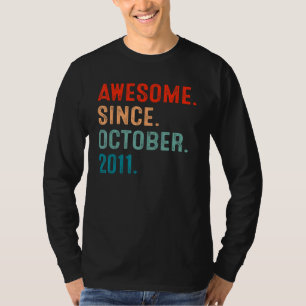 11 Years Old Awesome Since October 2011 11th Bday T-Shirt