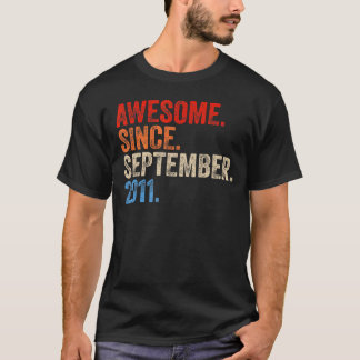 11 Years Old Awesome Since September 2011 11th Bi T-Shirt