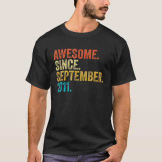 11 Years Old  Awesome Since September 2011 11th Bi T-Shirt