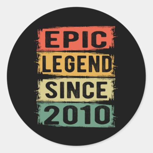 11 Years Old Bday 2010 Epic Legend 11th Birthday Classic Round Sticker