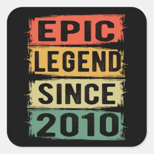 11 Years Old Bday 2010 Epic Legend 11th Birthday Square Sticker