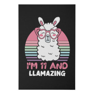 11 Years Old Bday Llamazing 11th Birthday Llama Faux Canvas Print
