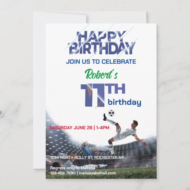 11 years old boys birthday invitation (Front)
