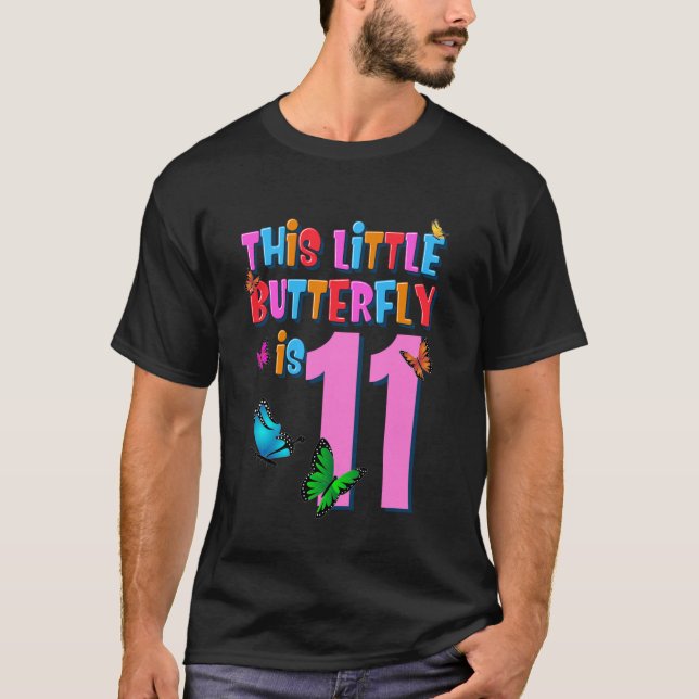 11 Years Old Butterfly Cute 11th Birthday Party Gi T-Shirt (Front)