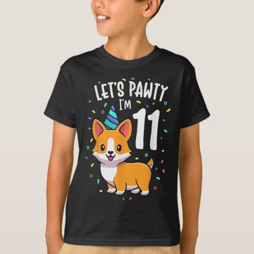 11 Years Old Corgi Dog Lover 11th Birthday Party O T_Shirt