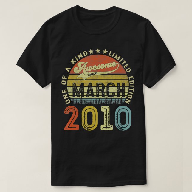 11 Years Old Gifts Awesome Since March 2010 11th B T-Shirt (Design Front)