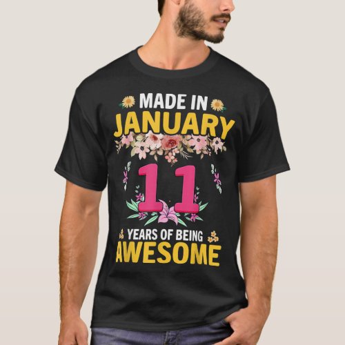 11 Years Old Girls Made in January 2012 Birthday G T_Shirt