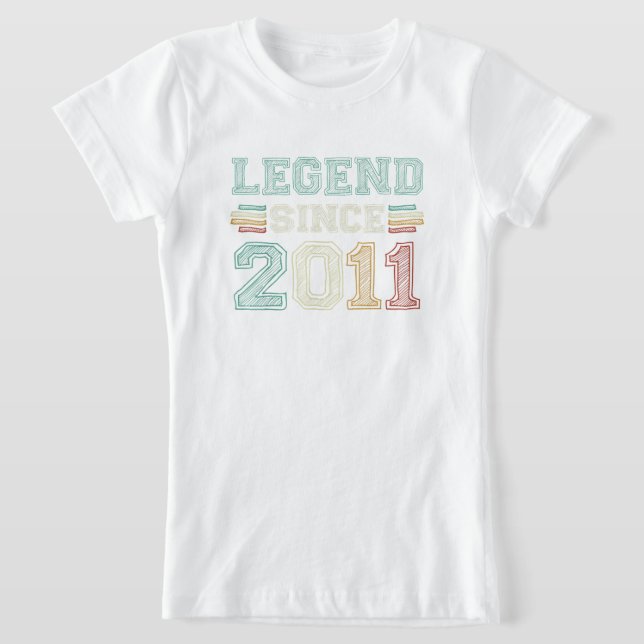 11 Years Old Legend Since 2011 11th Birthday T-Shirt (Laydown)