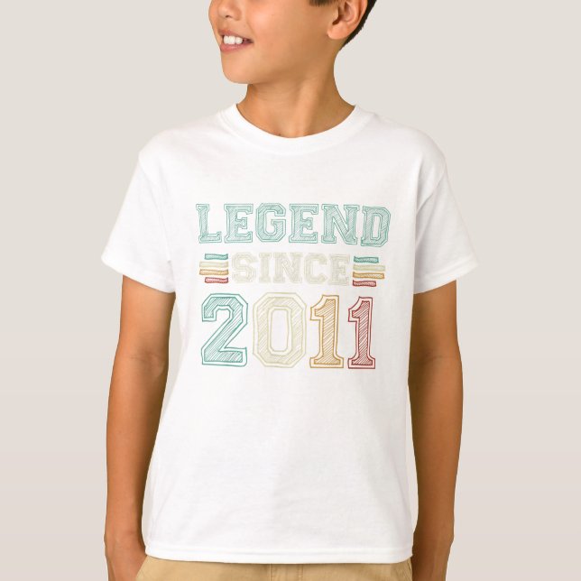 11 Years Old Legend Since 2011 11th Birthday T-Shirt (Front)