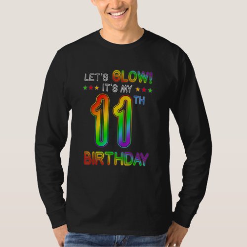 11 Years Old Lets Glow Party 11th Birthday Its M T_Shirt