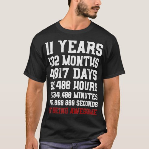 11 Years old of Being Awesome  11th Birthday  Gift T_Shirt