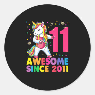 11 Years Old Unicorn Flossing 11th Birthday Girl U Classic Round Sticker