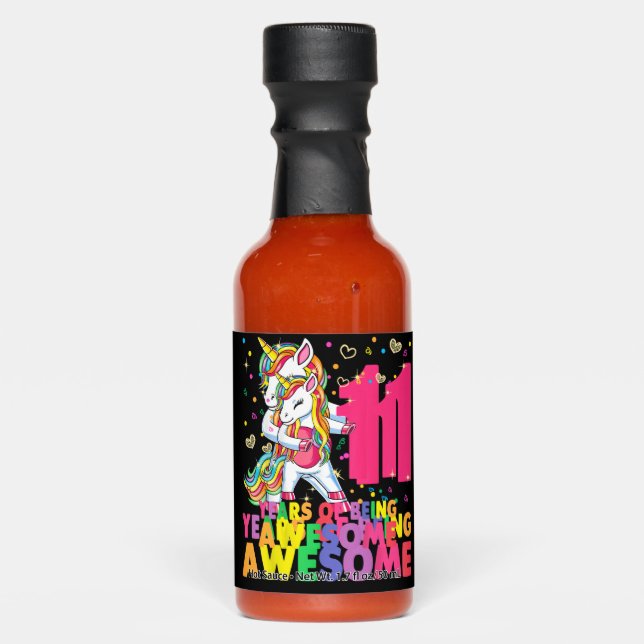 11 Years Old Unicorn Flossing 11th Birthday Girl U Hot Sauces (Front)