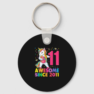 11 Years Old Unicorn Flossing 11th Birthday Girl U Keychain